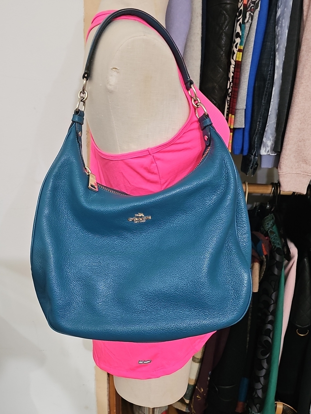 Coach Turquoise Leather Harley Bag